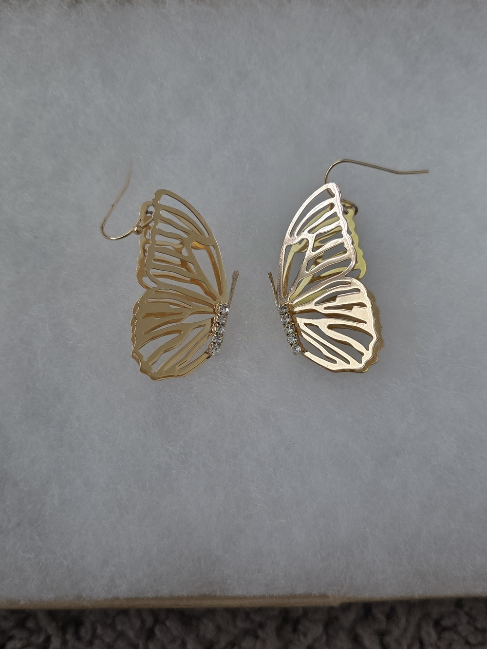 Gold Butterfly Drop Earrings with Crystal Accents (Cynthia Rowley)